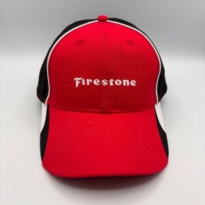 Firestone Tires Auto Care Cars Red/Black/White Colorblock Racing Logo Hat